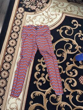 XS janji Chevron Print Stretch Leggings - Orange & Blue